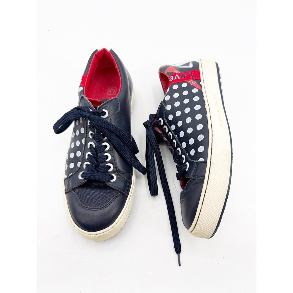 Duca del Cosma Esti Womens Golf Shoes Navy Blue Polka Dot Love Sneakers size 7